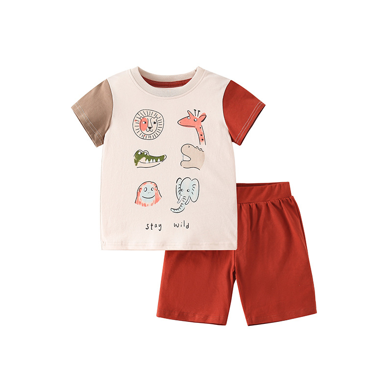 Malwee niños traje ropa de verano nuevo europeo y americano guapo bebé de dos piezas de manga corta ropa para niños