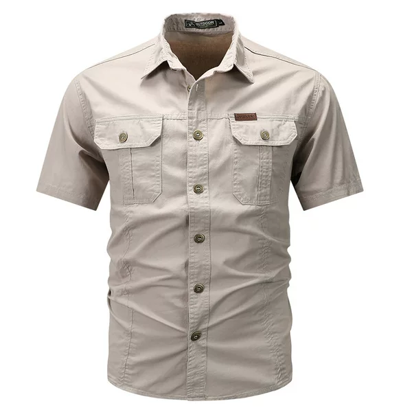 2026 Summer New Casual Short-Sleeve Shirt Trendy Large Size Loose Men's Military-Style Shirt Thin Versatile Men's Shirt
