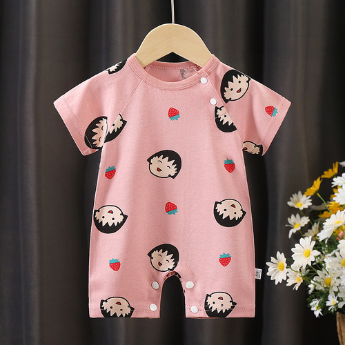 Baby onesie short-sleeve suit for summer, baby clothing, A-class crawling suit, pure cotton, unisex, diaper cover, newborn suit.