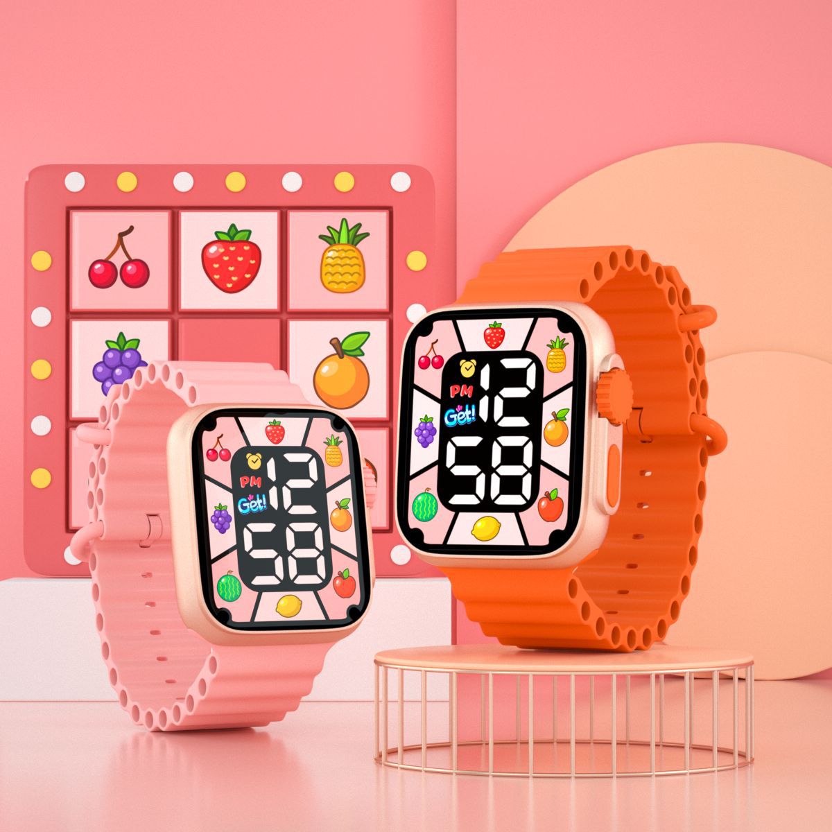 New P11 Classic Fruit Machine Game with Sound Primary School Student Alarm Clock Personalized Button Sports Led Digital Watch