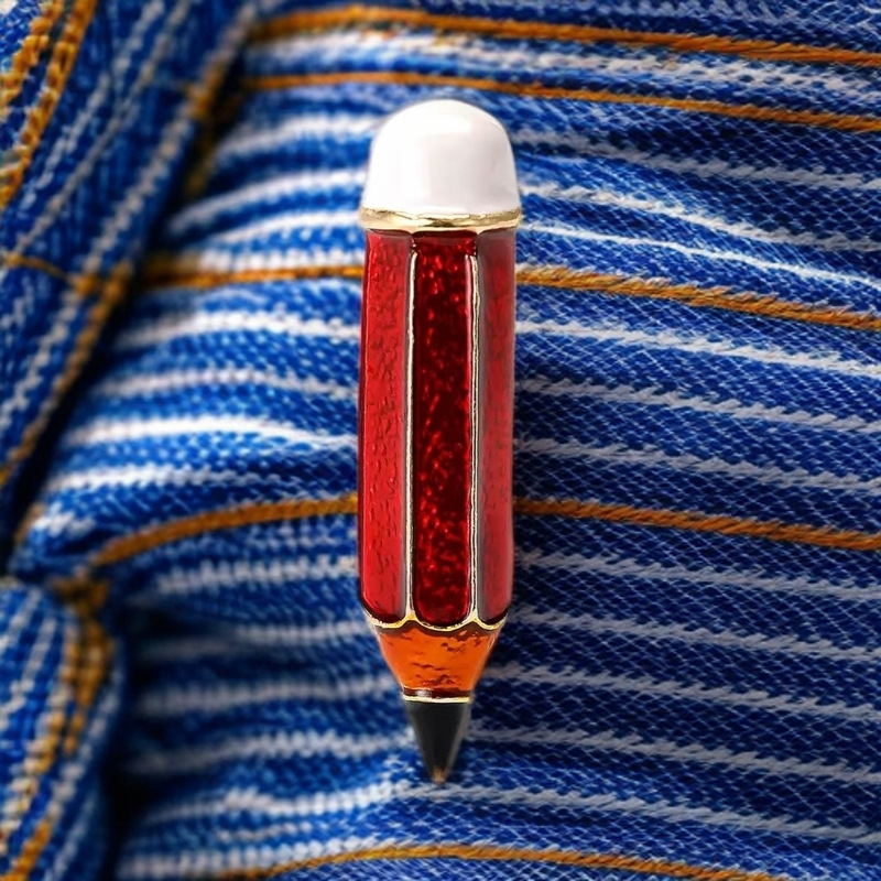 New Fashion Creative Alloy Enamel Pencil Brooch Niche Design Men's and Women's Suit Cardigan Corsage Jewelry Pin