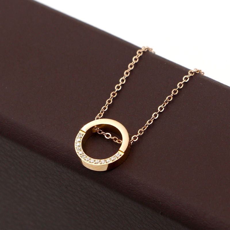 X1-405 Niche Circle Half Circle Cnc Micro Diamond Pendant Necklace Korean Style Fashion Short Clavicle Chain Jewelry X1-405 Niche Circle Half Circle Cnc Micro Diamond Pendant Necklace Korean Style Fashion Short Clavicle Chain Jewelry