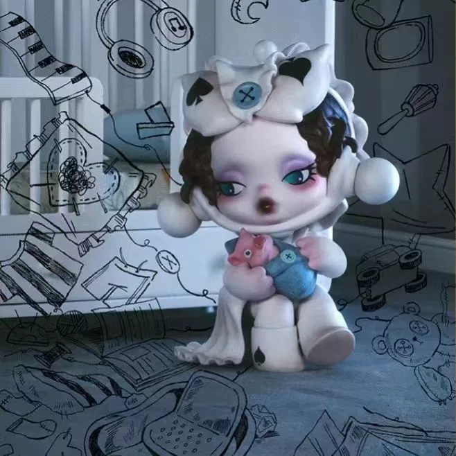 Фигурка в слепой коробке (POP MART) Bubble Mate Skullpanda — коллекционная настольная, ассорти 12+1