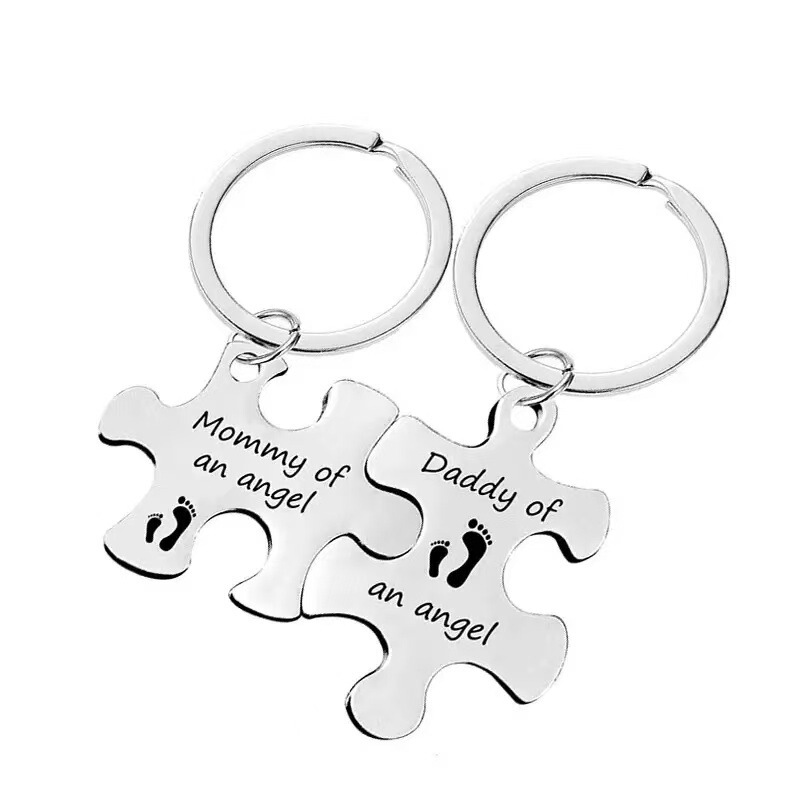 Amazon Keychain Stainless Steel Puzzle Couple Pendant Creative Birthday Valentine's Day Gift