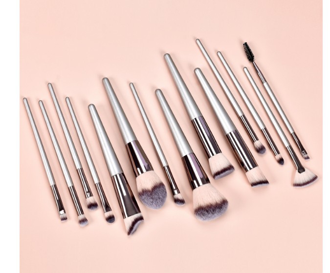 Juego de brochas de maquillaje color champán de 1 pieza, 4 piezas, 10 piezas, 14 piezas con bolsa, 10 piezas para venta transfronteriza, dropshipping, directo de fábrica.