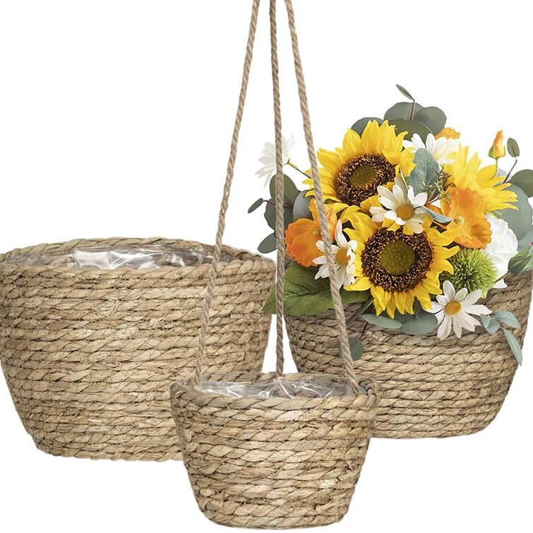 Cross-border Wholesale Straw Flower Basket Potted Green Plant Storage Basket Flower Pot Storage Basket Rattan Bamboo Flower Basket Cross-border Wholesale Straw Flower Basket Potted Green Plant Storage Basket Flower Pot Storage Basket Rattan Bamboo Flower Basket