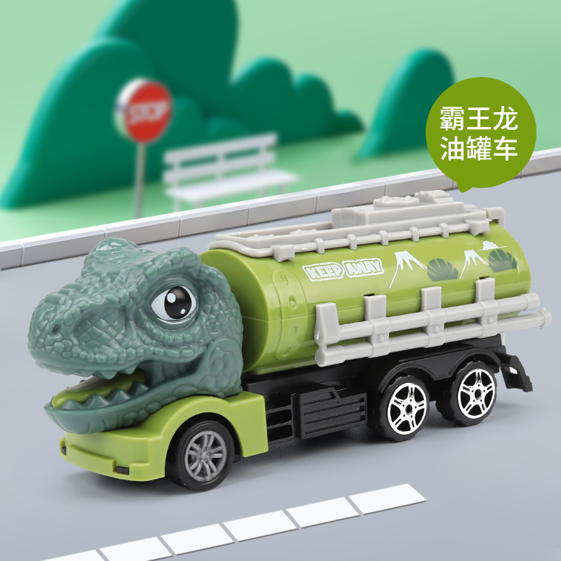 Dinosaurio de dibujos animados Ingeniería juguete para niños coche traje niño rompecabezas Tyrannosaurus excavadora coche grúa resistente a la caída