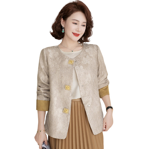 New Chinese-style spring dress with embroidered floral coat, trendy new design, large women's fashion, middle-aged and elderly women's spring outfit, national style top