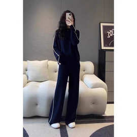 大码时尚高级感运动套装女春秋胖MM宽松显瘦卫衣阔腿裤休闲两件套