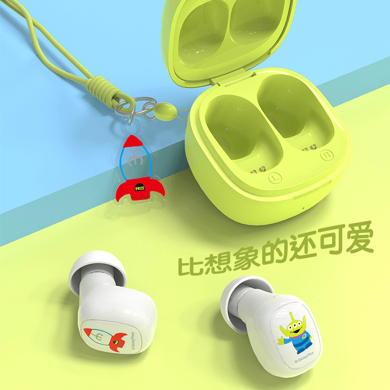 Bluetooth headset can authorize strawberry bear Pixar three eyes joint name lanyard portable in-ear noise reduction Bluetooth headset