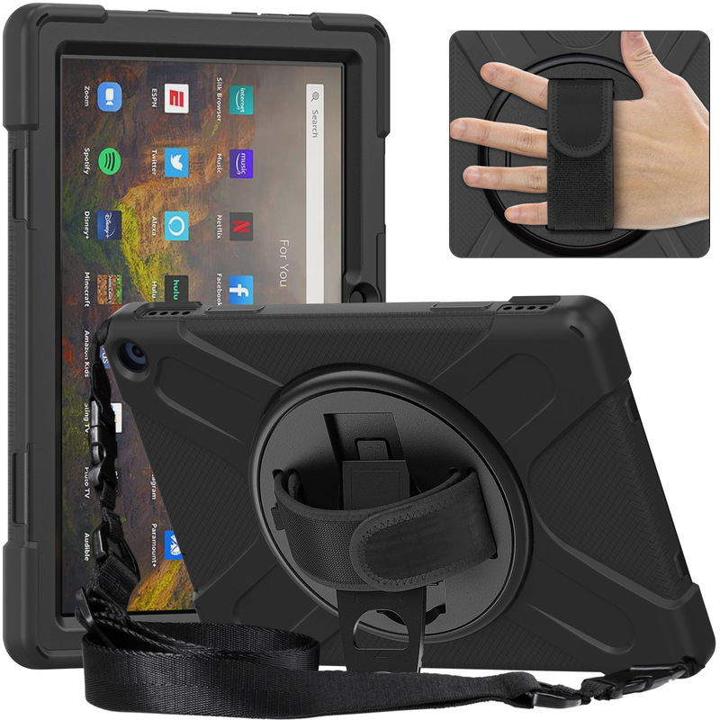 Applicable to Amazon kindle fire HD10 plus silicone case hd10 2021 hand strap protective case Applicable to Amazon kindle fire HD10 plus silicone case hd10 2021 hand strap protective case