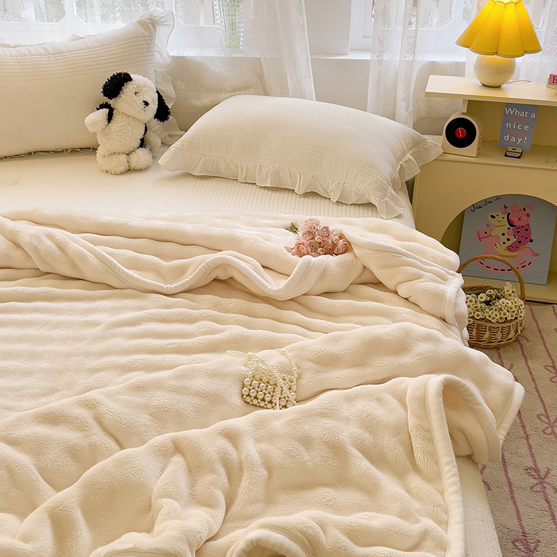 Coperta in pile Bubble Milk di alta qualità, sicura per i bambini, ultra morbida e antistatica, ipoallergenica e accogliente per ufficio, divano e letto._voghion.com
