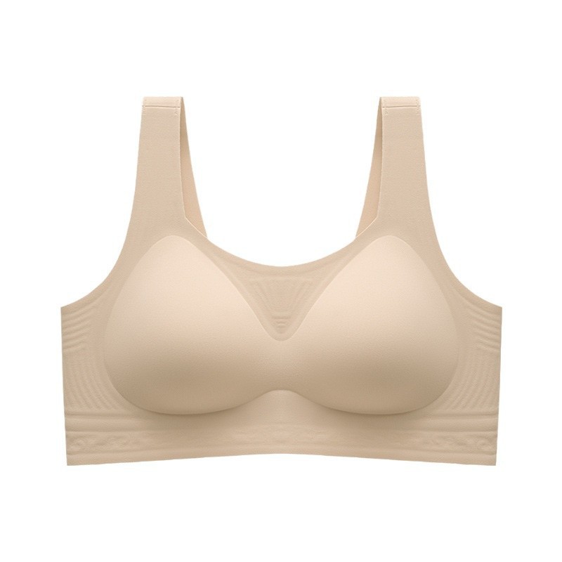 Chaleco sin marca tipo ropa interior de soporte suave para mujeres sin anillo de acero sujetador de colapsar anti-caída soporte superior fijo copa sujetador delgado