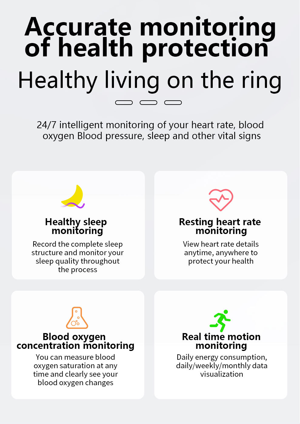 Smart Ring R11M Herzfrequenz- und Blutzuckermessung Fitness-Tracker Titanstahl vergoldet Größe 17 EU 10 US_voghion.com