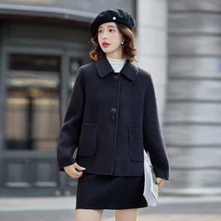 2025秋冬新款羊毛双面呢女士大衣短款简约百搭高级感外套 ME2867