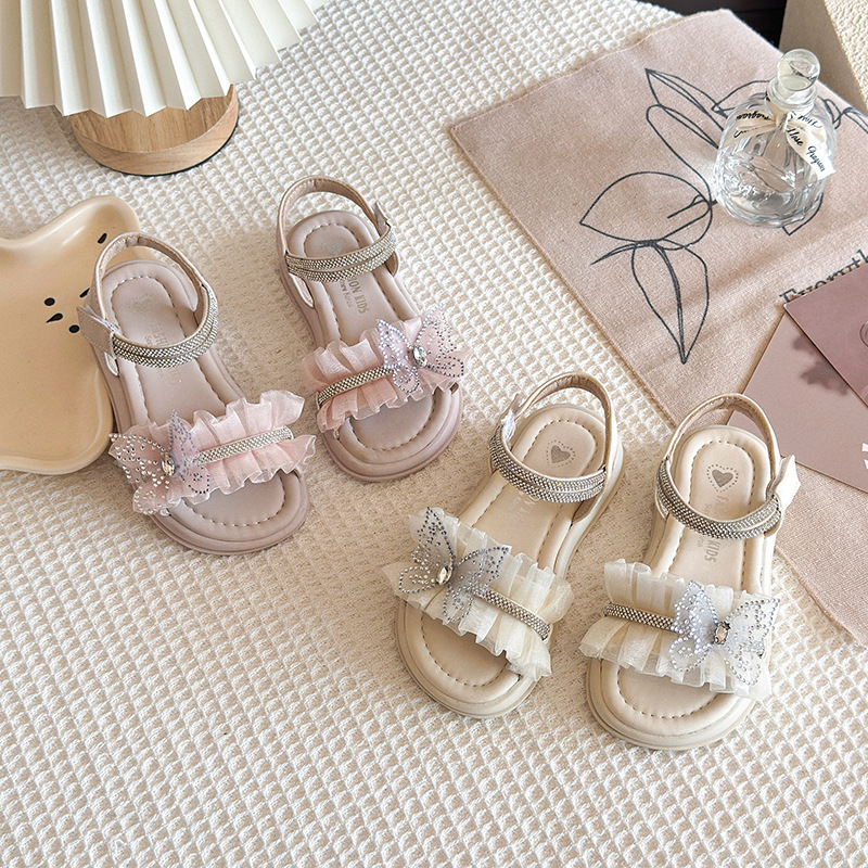 Sandalias de mariposa para niñas 2026 primavera y verano nuevo estilo de moda infantil de encaje versátil zapatos de princesa frescos image 5