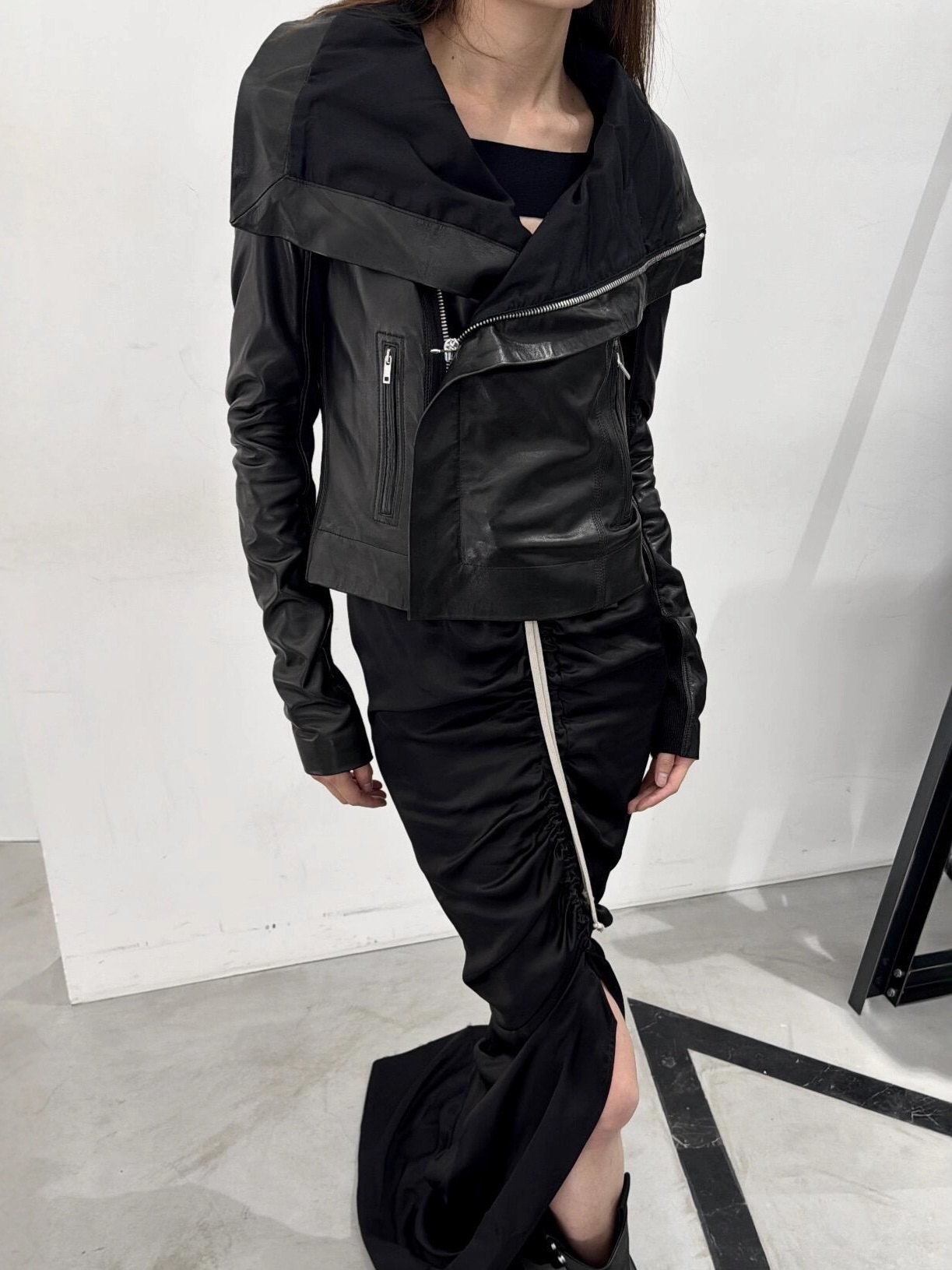 Jcstone Irregular Lapel Waist Deconstructed Cut High Collar Motor