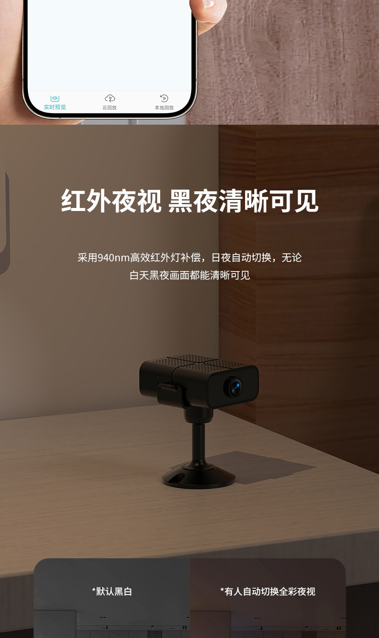 亚马逊爆款家用WiFi监控摄像头高清夜视宠物双频5GWiFi网络监视器