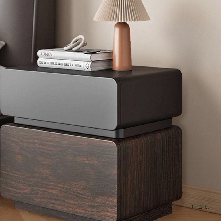 Oak Grain Cream Style Bedside Table Bedroom Home Simple Modern Light Luxury High-End Bedside Table Internet Celebrity Storage Cabinet