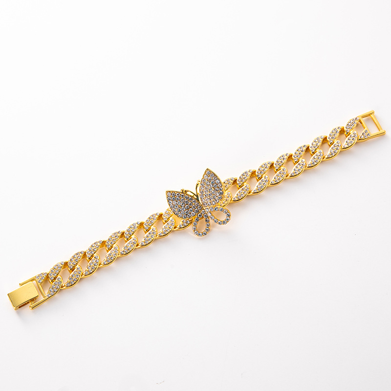 Cadena cubana de clavícula con incrustaciones de diamantes de 15 mm, estilo hip-hop europeo y americano, para mujer, pulsera hip-hop, CubanChai