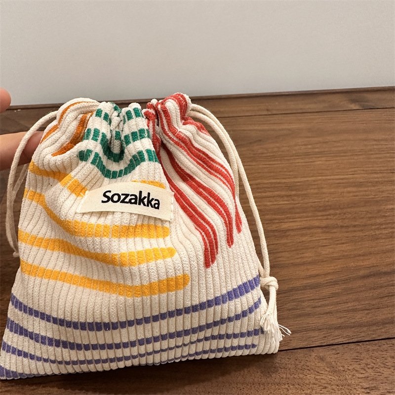 Basic Classic Style Stripe Corduroy Makeup Bags display picture 3