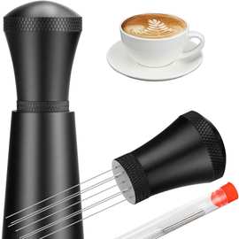 跨境咖啡散粉结块搅拌打散针式迷你便携式粉针咖啡粉套装压粉器