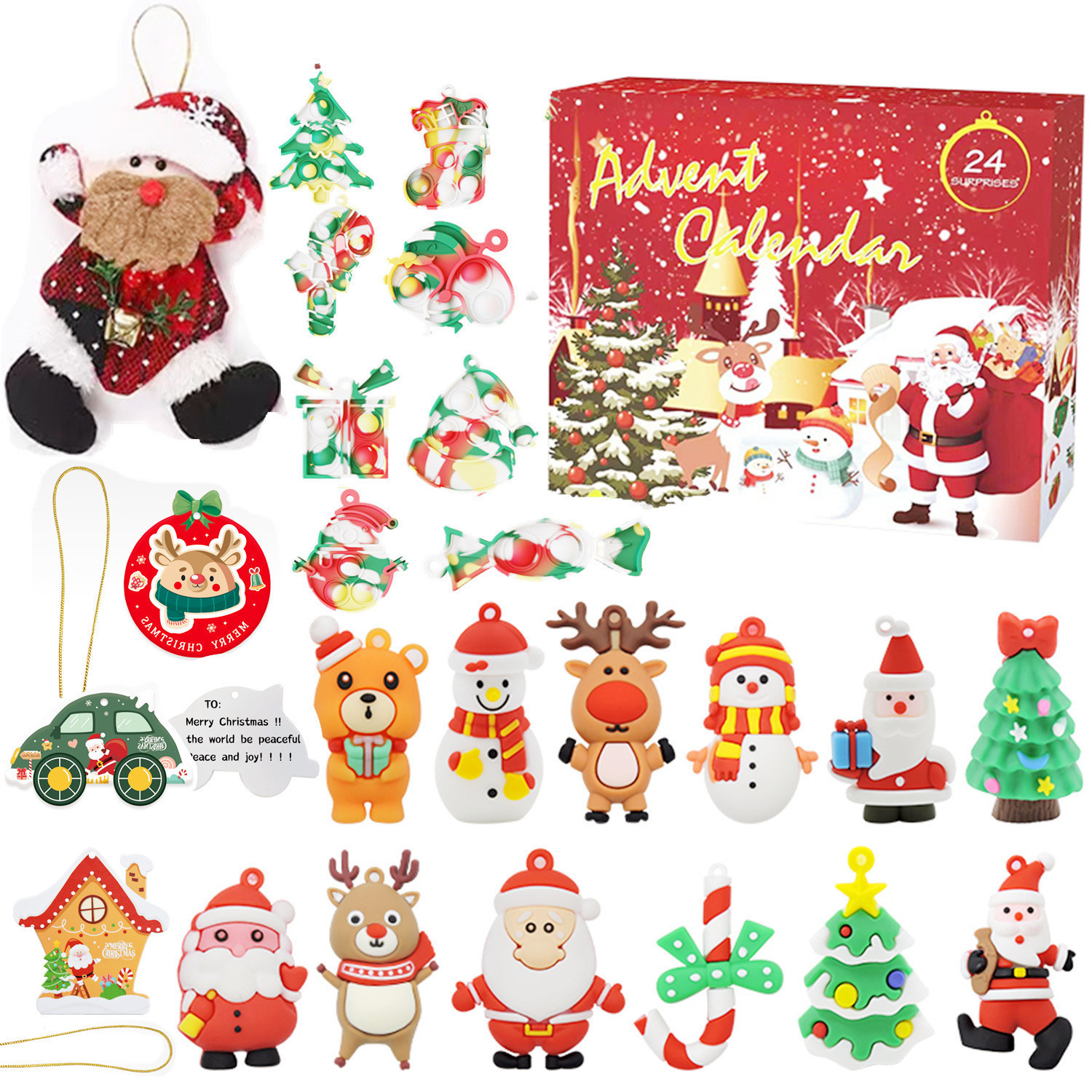 plastic Material Christmas Cute Christmas Tree Santa Claus Snowman Plastic Party Supplies Party Favors 1 Set