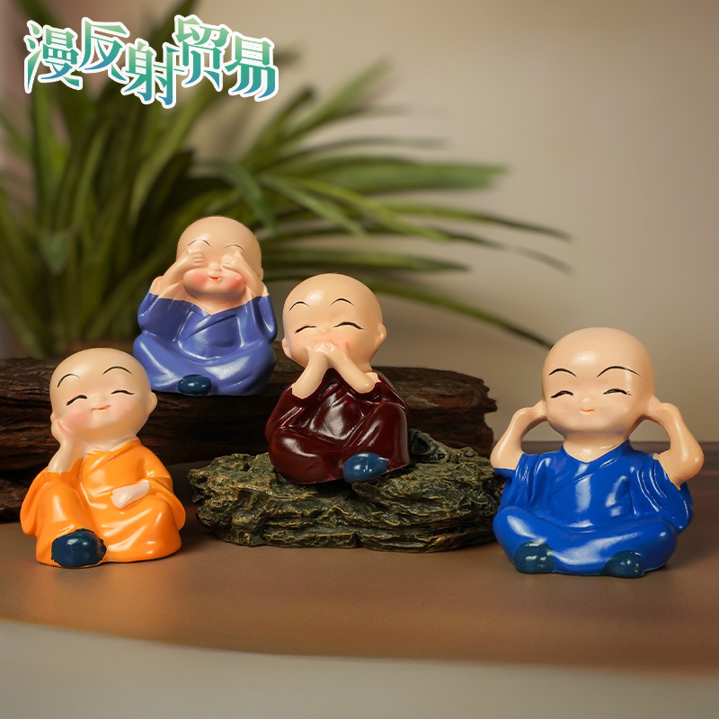 Cuatro monjes pequeños, decoraciones de acuario, decoraciones de paisajismo de peceras, piscicultura, juegos de mesa de arena psicológica, ceguera arqueológica