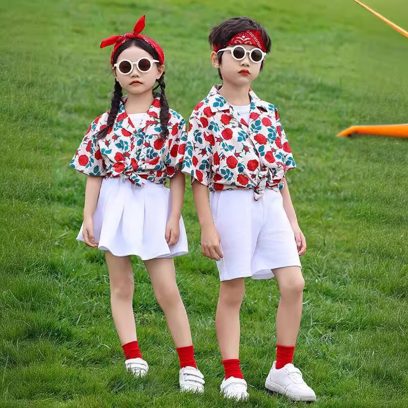 어린이 치어리더 의상 유치원 컬러 반팔 초등학교게임 개막식 공연 의상