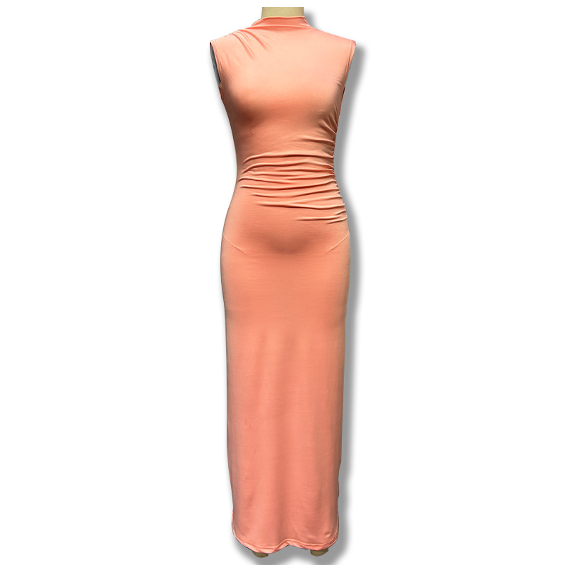 Europa y América comercio exterior ropa de mujer 2024 nuevo color sólido vestido largo sin mangas cuello redondo temperamento casual overhead vestido mujer image 6