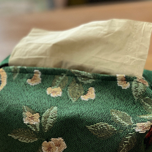 European retro style tissue paper cover tissue bag fabric tissue paper box living room jacquard tissue paper bag home desktop paper tissue bag