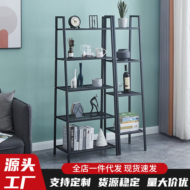 Storage Rack Kitchen Storage Rack Multi-Layer Iron White Bookshelf Floor-Standing Living Room Bedroom Trapezoidal Floor-Standing Balcony Flower Rack