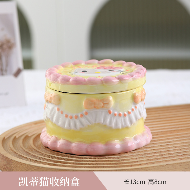 Estilo caliente serie hellokitty vajilla linda cerámica bajo vidriado accesorios para el hogar adornos regalo de cumpleaños para niñas