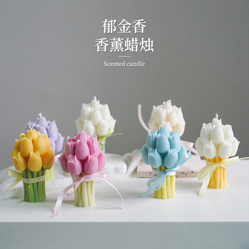 Tulipanes, flores, flores, velas de aromaterapia, velas de atmósfera, regalos de San Valentín, decoraciones de velas de aromaterapia