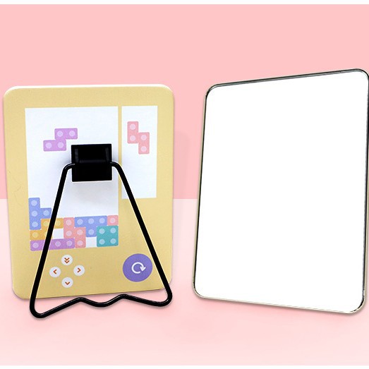 Dormitorio espejo Escritorio de pie de escritorio prepucio PU imagen impresa lindo de una sola cara plegable chica espejo de maquillaje ins