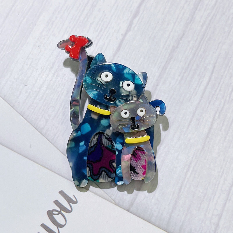 유럽과 미국 크로스 국경 아크릴 고양이 브로치 만화 동물 코사지 분위기 여성의 버클 세트 핀 의류 액세서리