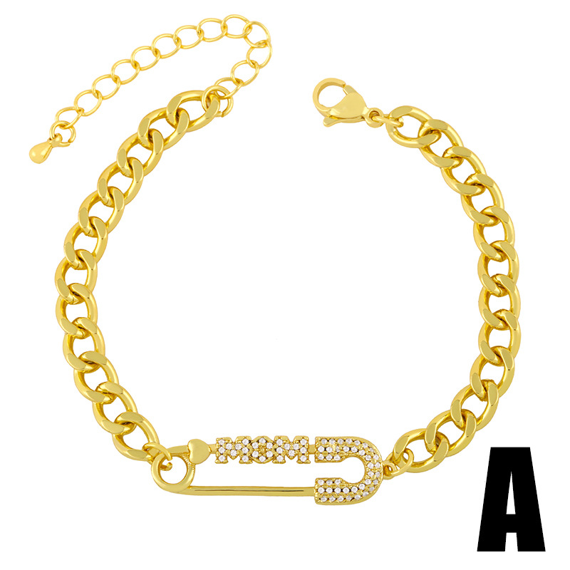 Fashion paper clip copper inlaid zircon bracelet wholesale