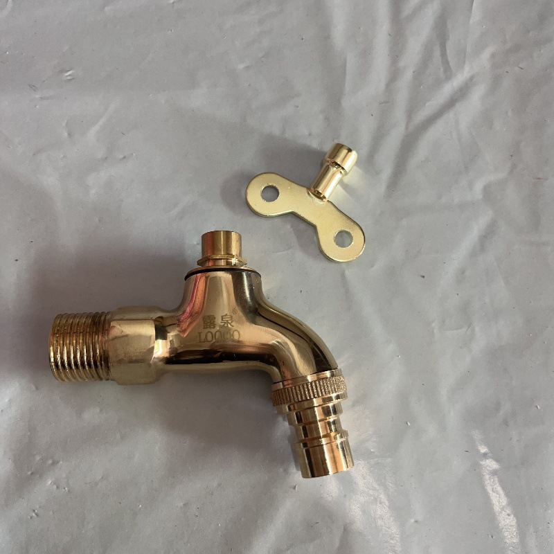 Copper natural color key-equipped washing machine faucet with quick-boiling nozzle wall-mounted washing machine faucet manufacturer wholesale details Picture