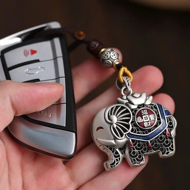 Unique Sterling Silver Smooth Sailing Keychain for Women, Silver Car Key Phone Chain Pendant Solid Men's Accessory