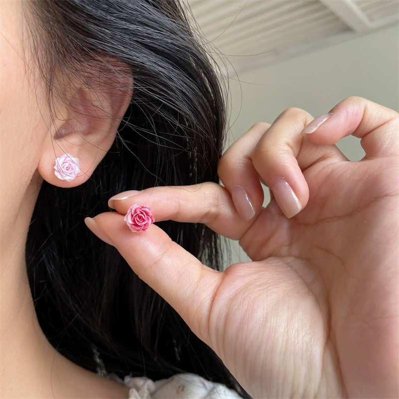Модные милые серьги, фуксия, универсальные румяна для лица, содержат розу, цветочный, яркий, броский стиль, градиент