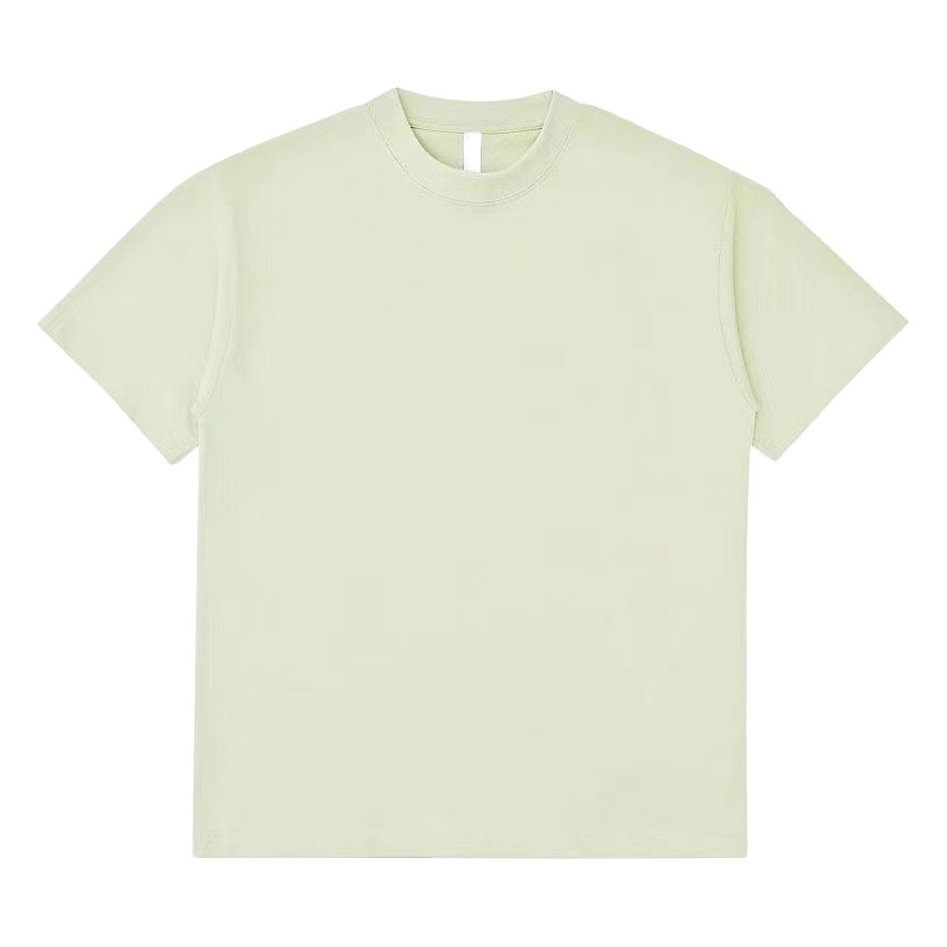 330g pesado hombro americano camiseta de manga corta de hombre luz cuello pequeño cuello redondo algodón suelto hip-hop chaqueta de moda