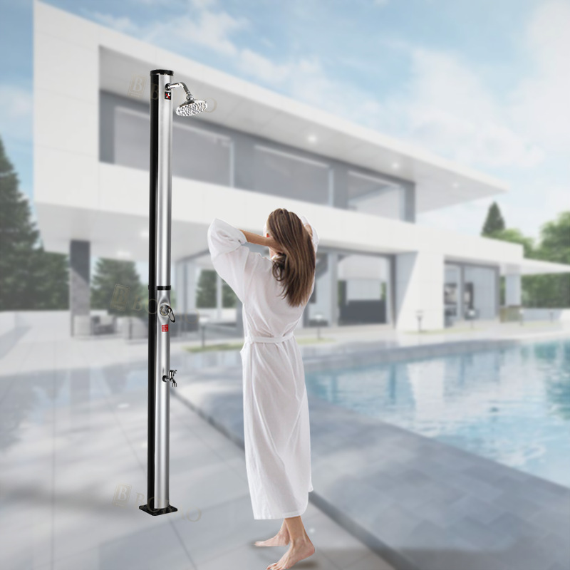 Solar Outdoor Floor Faucet Vertical High Outdoor Shower Garden Triple Shower Faucet Seaside Shower Column