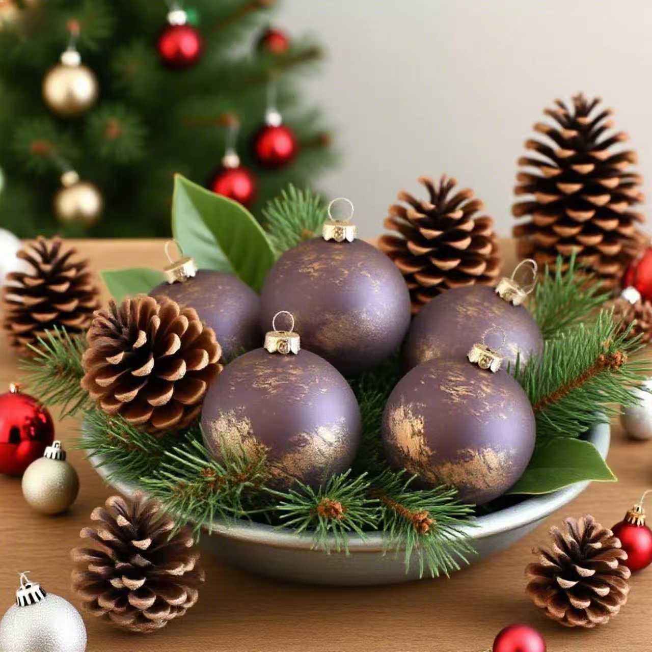 Amazon Navidad 6CM12pcs Retro Navidad juego de árbol de Navidad atmósfera navideña colgar bolas