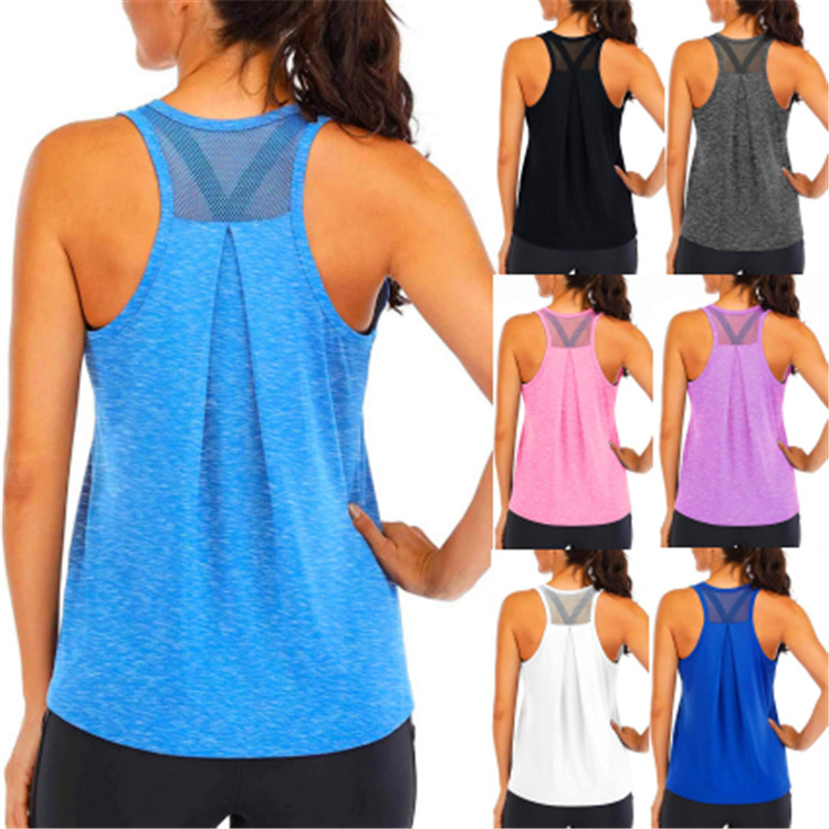 2025 Amazon Summer European and American New Women's Clothing Cationic Yoga Sports Vest Women's Fitness Quick-Drying T-Shirt