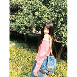 长期现货2025春装鞠婧祎明星撞色露肩针织上衣女小心机薄款毛衣