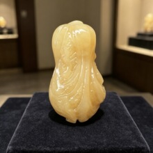 天然米黄玉白菜手把件高货黄玉福猪金蟾玉器文玩把件批发天然玉石