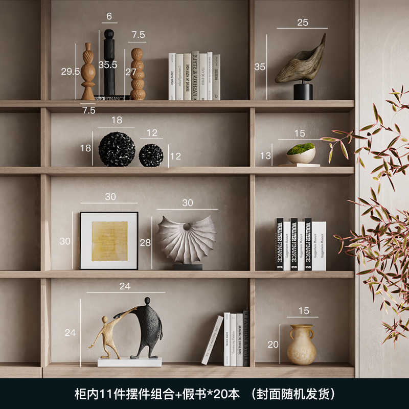 中古风侘寂办公室茶室高级感家居装饰品小众复古实木家具书房摆件