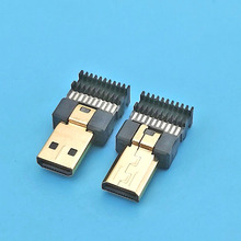 原厂供应HDMI D公四件式带马口铁 带线夹MICRO HDMI公头自动焊线