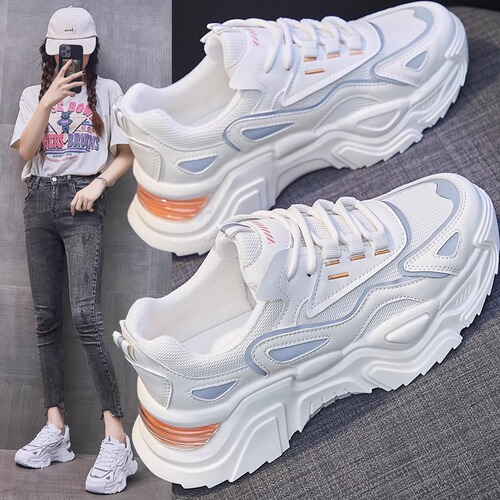 Ladies Casual Shoes 2025 Spring and Autumn Season Elevated Mesh Korean Style Student Thick Sole Outdoor Sports Dad Shoes Casual Versatile