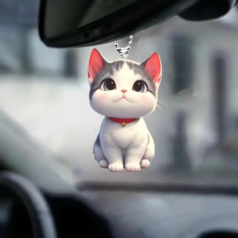 Adorable acrílico 2d gatito regalo de vacaciones colgante plano transfronterizo nuevo colgante de llavero colgante image 2